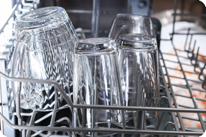 Clean glasses in dishwasher.