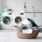 Laundry basket in laundry room