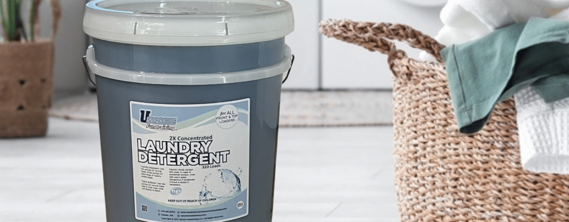 Ohio's Best Laundry Detergent Fundraiser. 5 gallon bucket of laundry detergent in beautiful laundry room