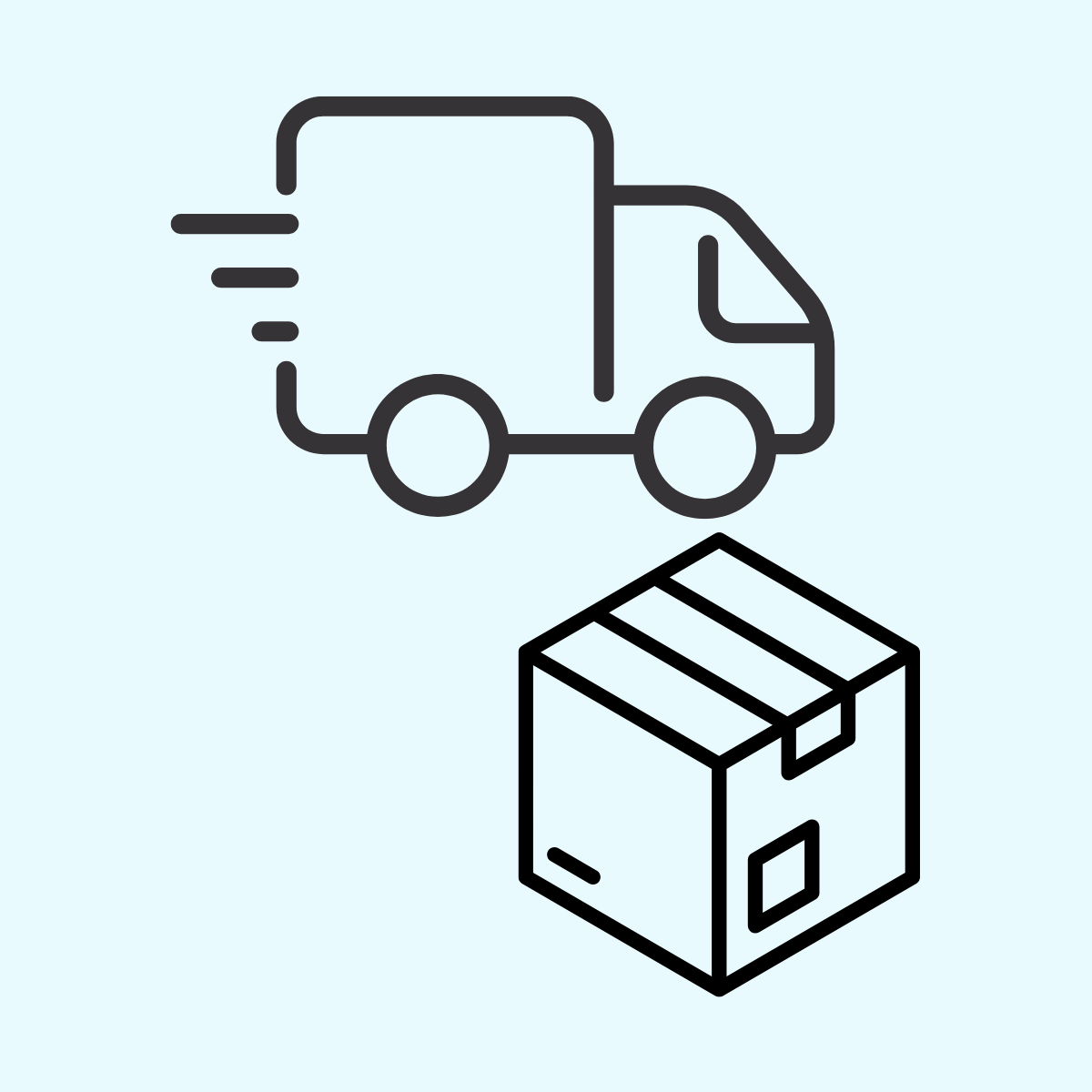 Graphics of delivery truck and package