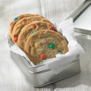 Rainbow Candy Cookies in a tin