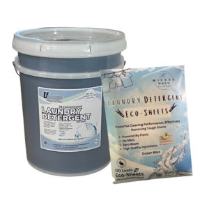 5-Gal Laundry Detergent plus Laundry Detergent Eco-Sheets.